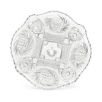 Antique American Pressed Glass Compote, Oval, Floral Motifs, 1890-1910