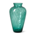 Set of Three Vintage Hand-Blown Turquoise Glass Vases with Swirled Texture
