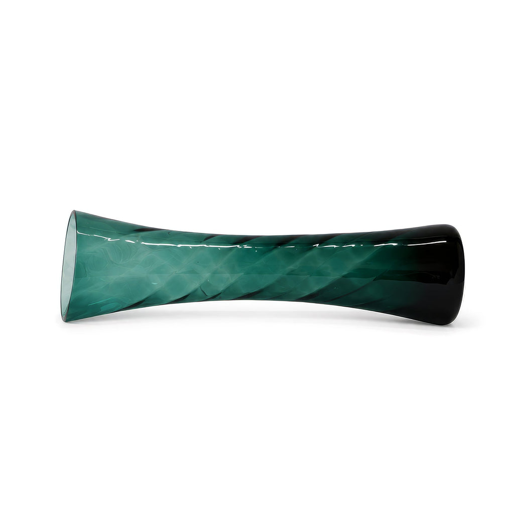 Set of Three Vintage Hand-Blown Turquoise Glass Vases with Swirled Texture