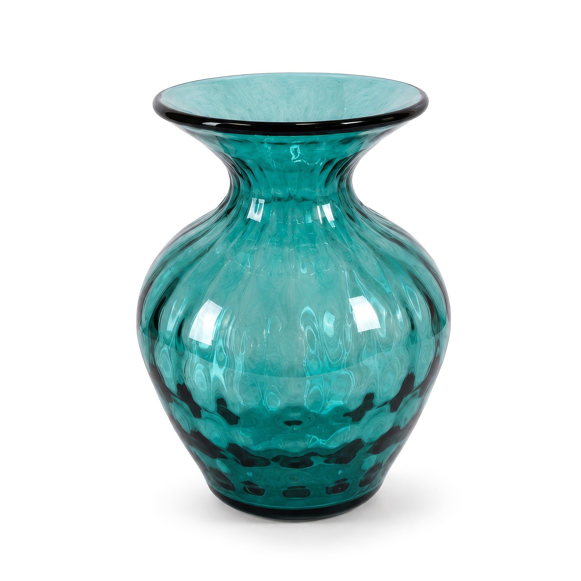 Vintage Hand-Worked Turquoise Glass Vases Set of Five, 1980s Artistry