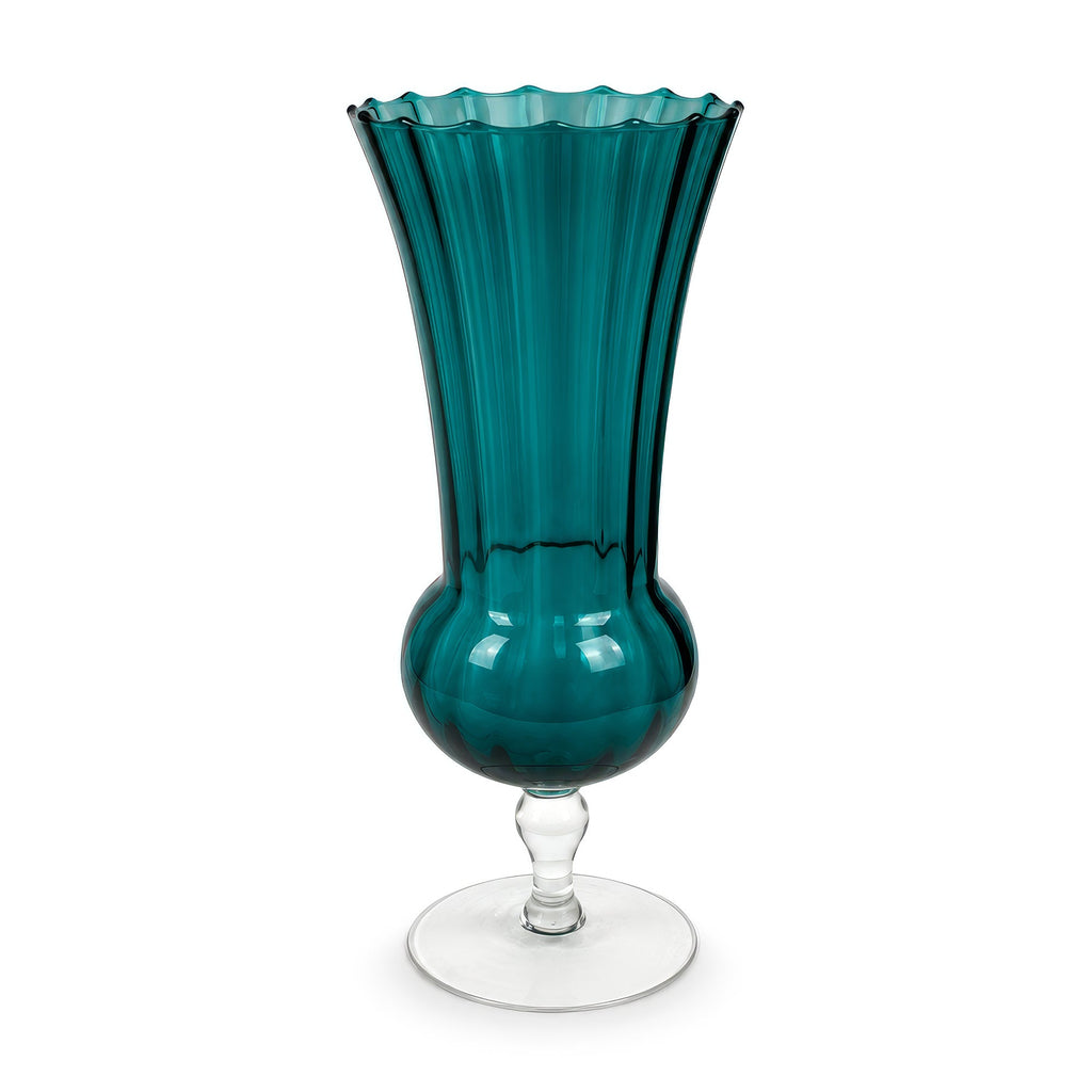 Vintage Hand-Worked Turquoise Glass Vases Set of Five, 1980s Artistry