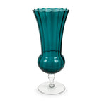 Vintage Hand-Worked Turquoise Glass Vases Set of Five, 1980s Artistry
