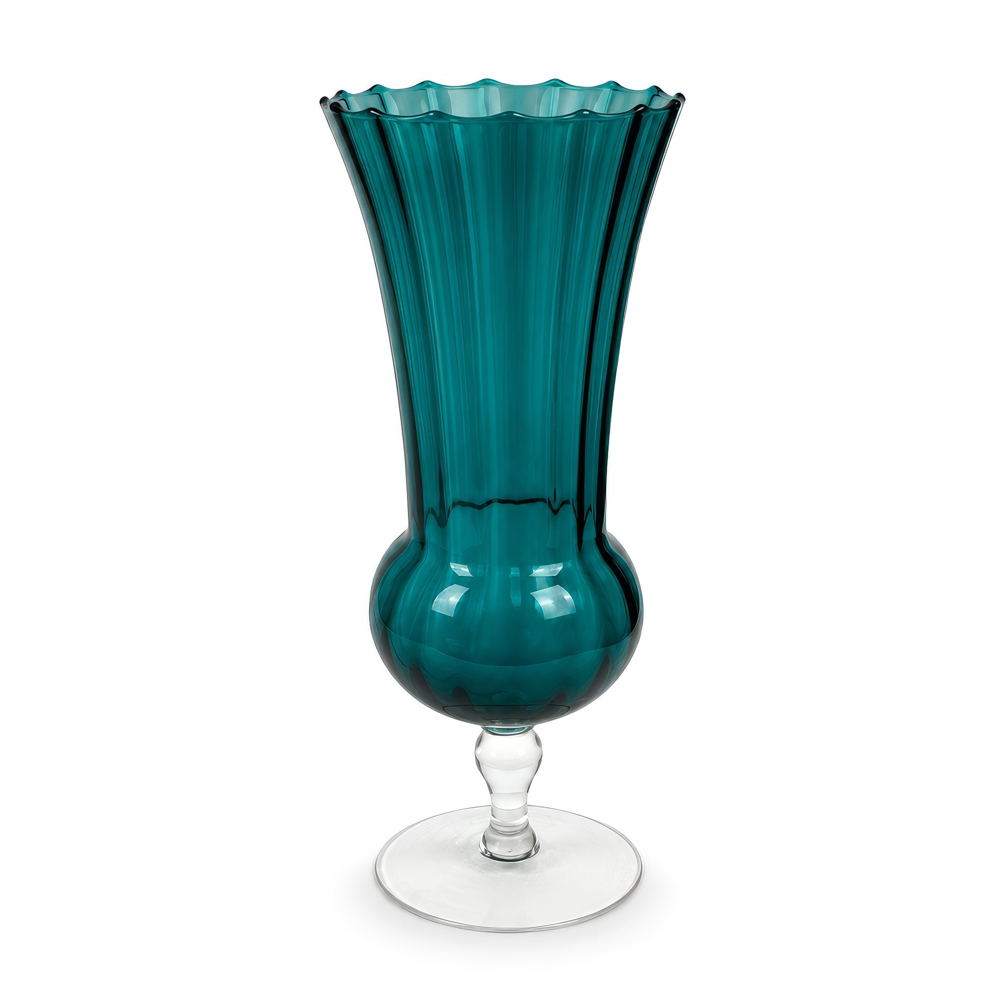 Vintage Hand-Worked Turquoise Glass Vases Set of Five, 1980s Artistry