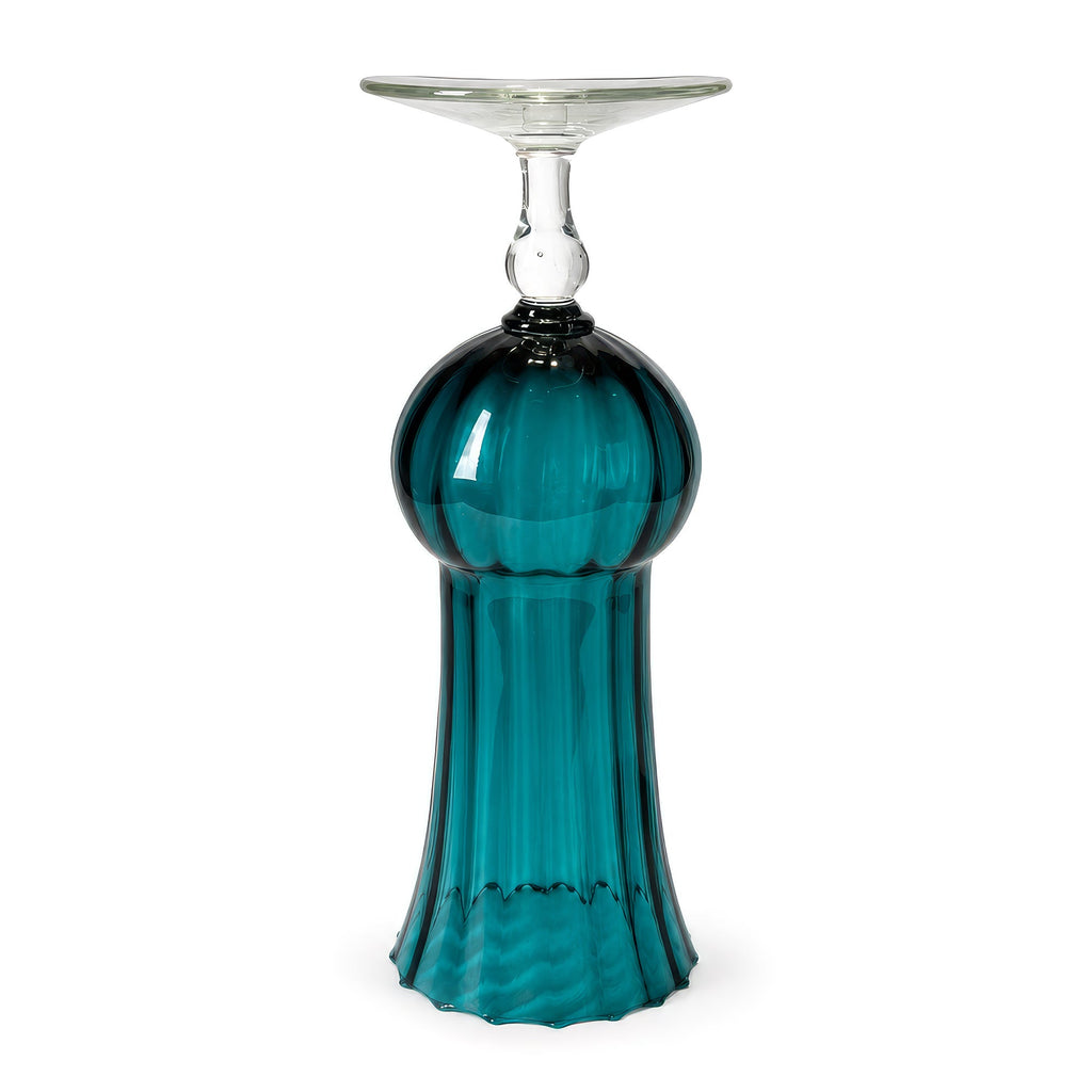 Vintage Hand-Worked Turquoise Glass Vases Set of Five, 1980s Artistry