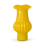 Butterscotch Yellow Ribbed Glass Vase, Mid-Century Modern, 1950