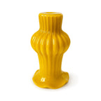Butterscotch Yellow Ribbed Glass Vase, Mid-Century Modern, 1950