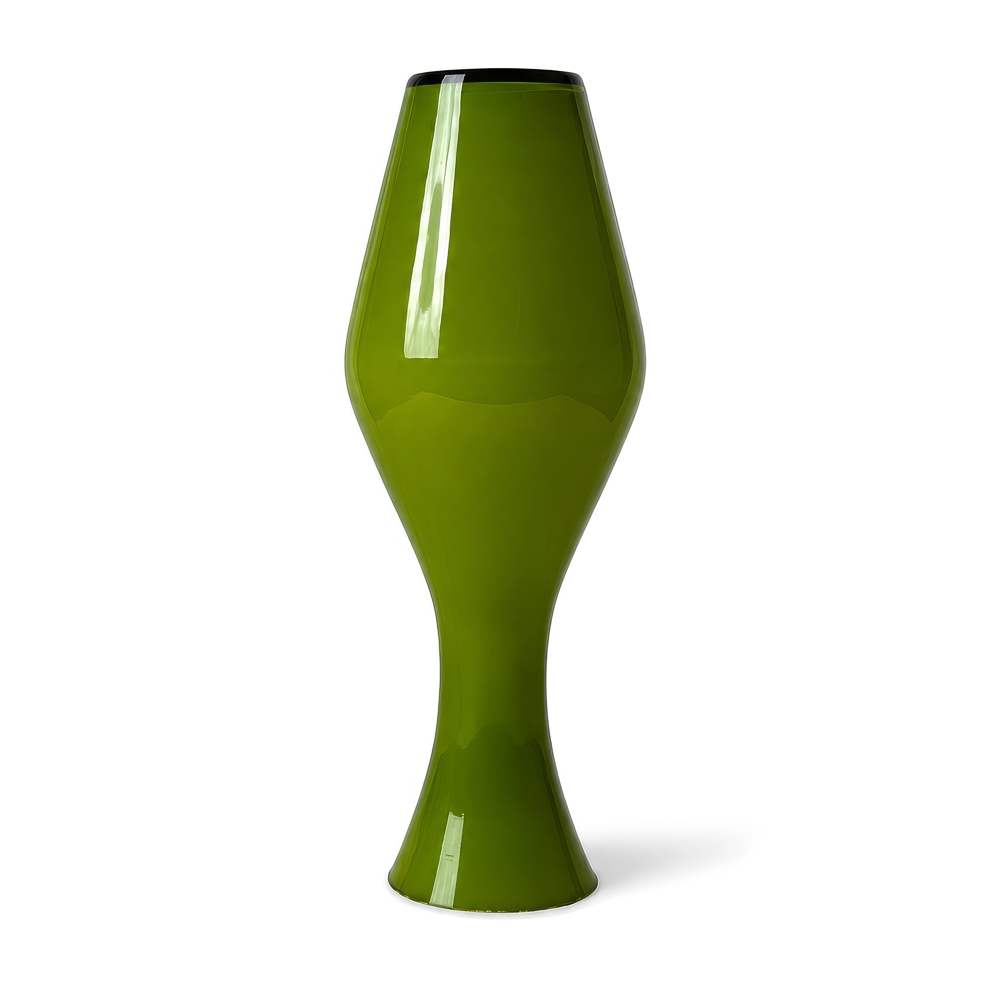 Sculptural Lime Green Empoli Glass Vase, Italy, Blown Glass, 1960s