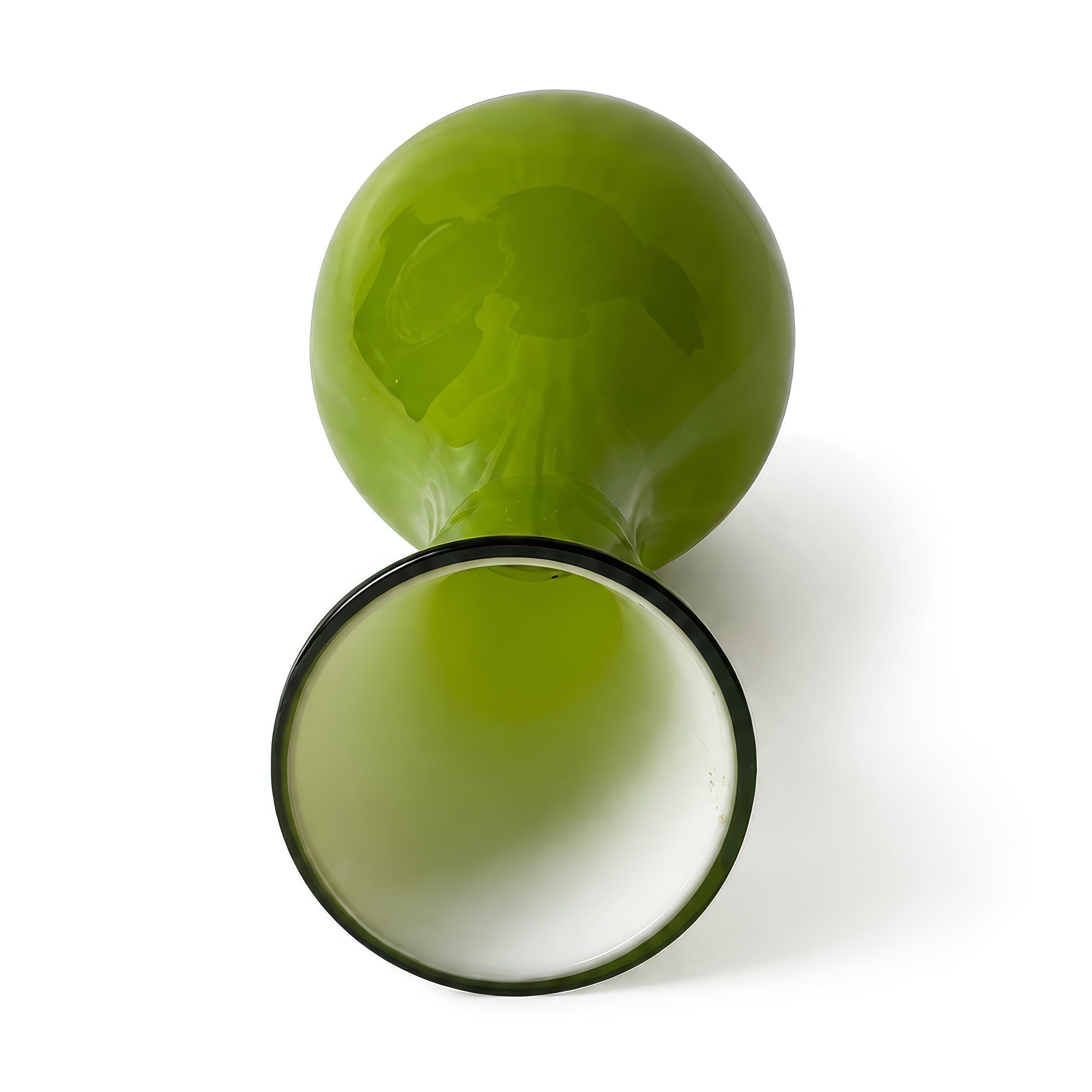 Sculptural Lime Green Empoli Glass Vase, Italy, Blown Glass, 1960s
