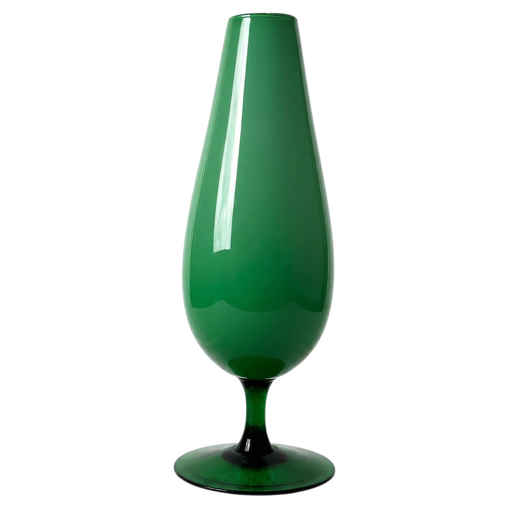 Mid-Century Modern Footed Art Glass Vase, Italian Design, 1960s