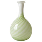 Vintage Murano Glass Vase, Green and White Spiral Design, Italy, 1970s