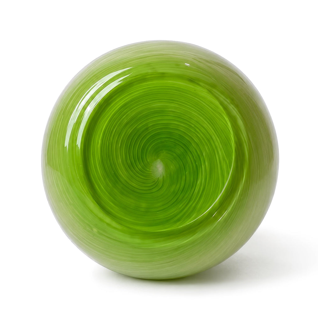 Vintage Murano Glass Vase, Green and White Spiral Design, Italy, 1970s