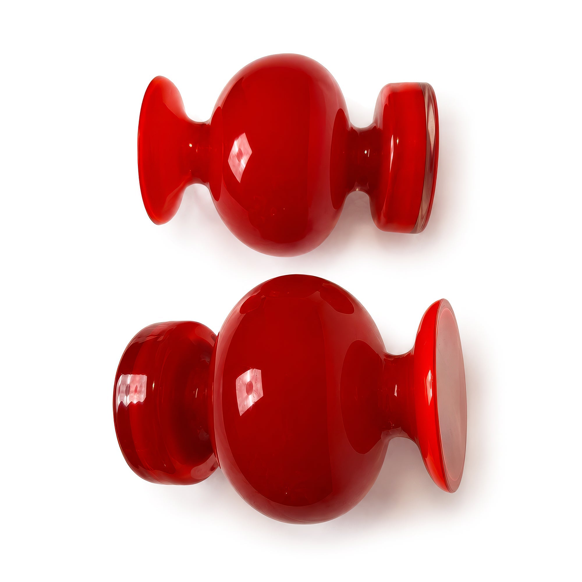 Pair of Ruby Red Art Glass Vases, Mid-Century Danish Design