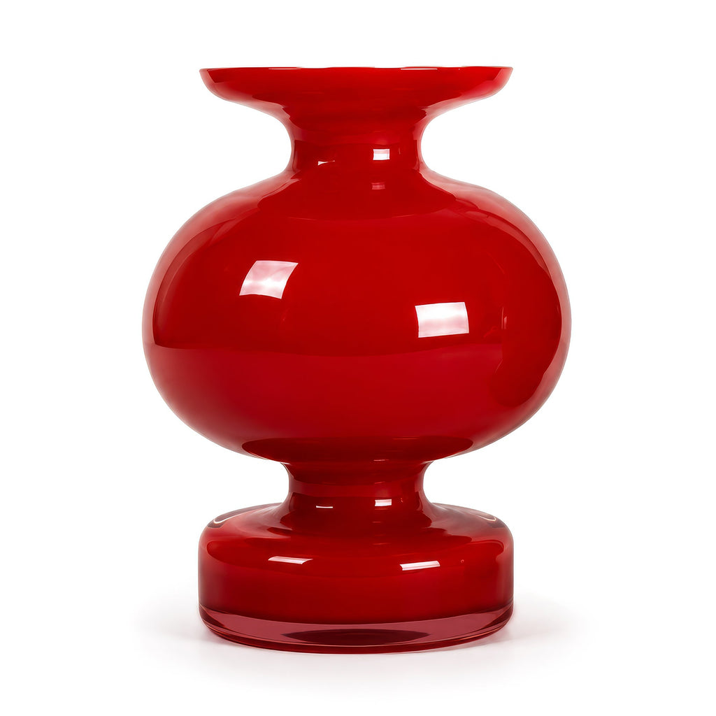 Pair of Ruby Red Art Glass Vases, Mid-Century Danish Design