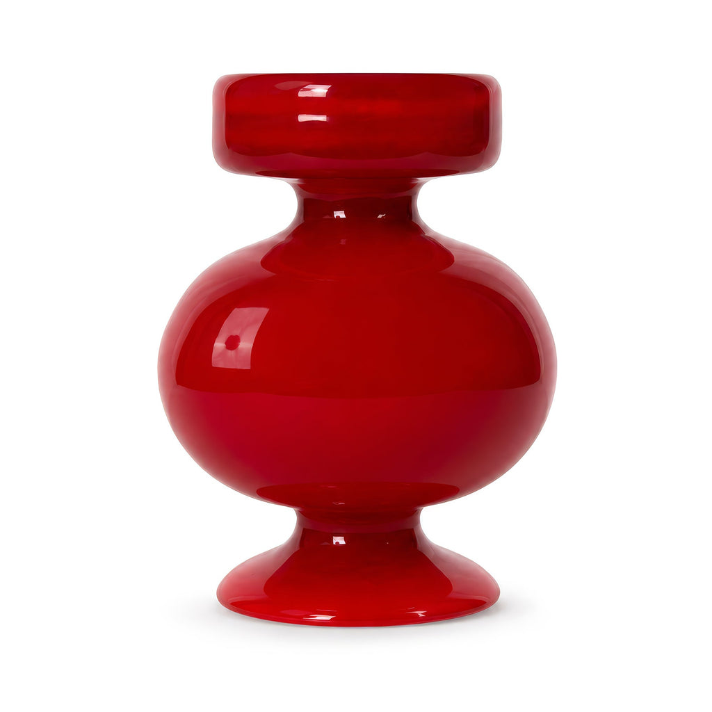 Pair of Ruby Red Art Glass Vases, Mid-Century Danish Design