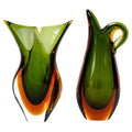 Murano Sommerso Glass Vases, Green &amp; Orange, Italy, 1970