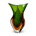 Murano Sommerso Glass Vases, Green &amp; Orange, Italy, 1970