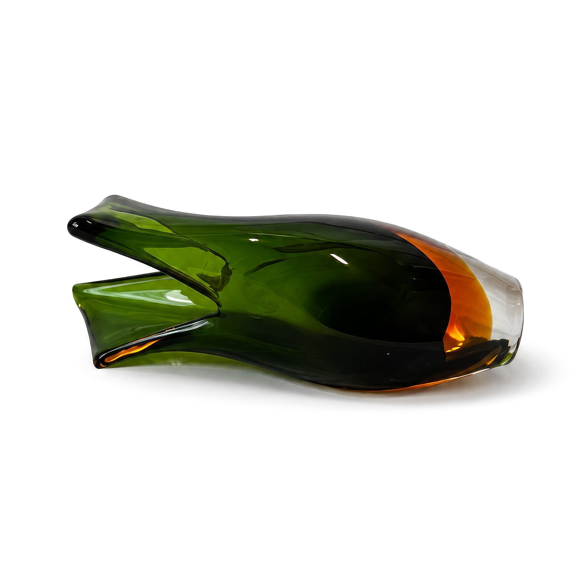 Murano Sommerso Glass Vases, Green &amp; Orange, Italy, 1970