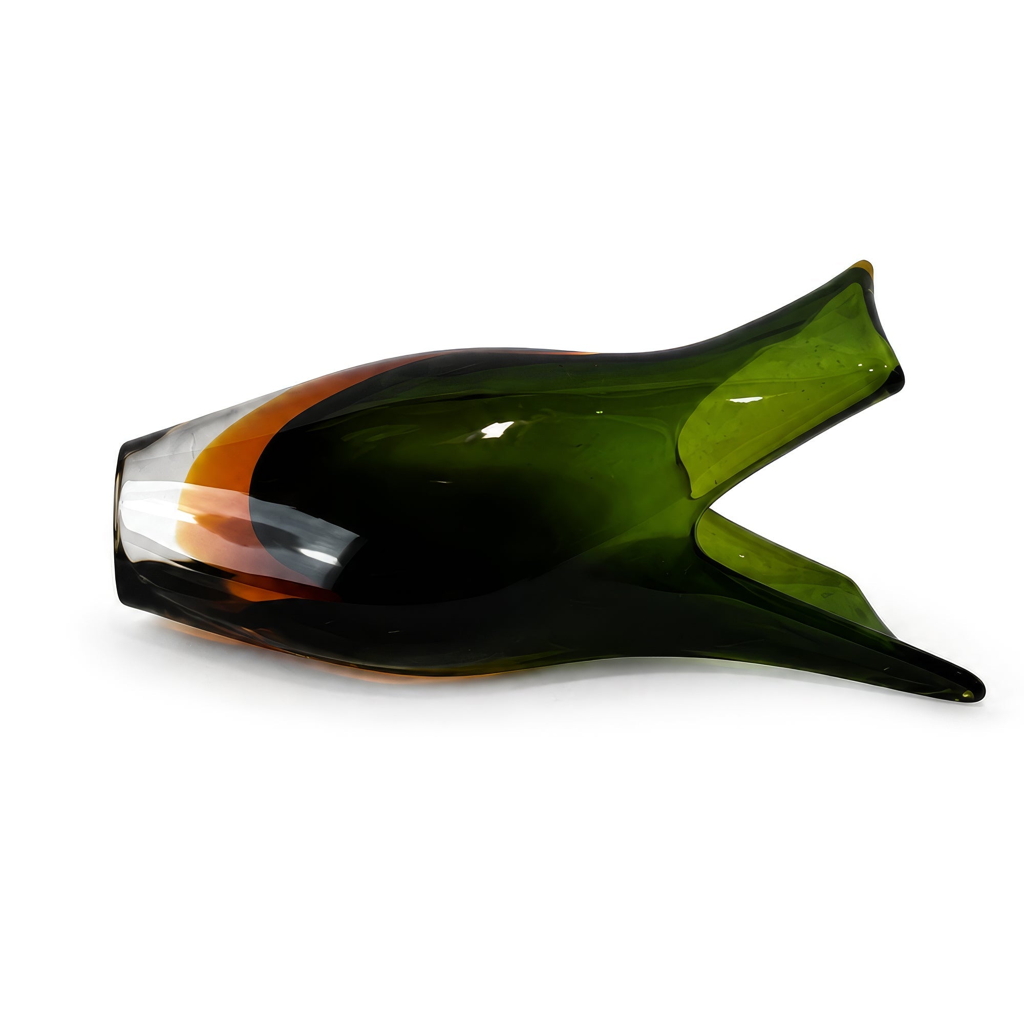 Murano Sommerso Glass Vases, Green &amp; Orange, Italy, 1970