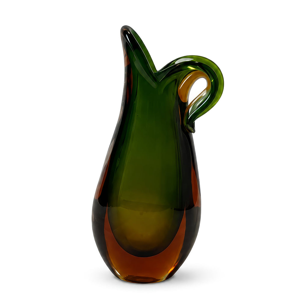 Murano Sommerso Glass Vases, Green &amp; Orange, Italy, 1970