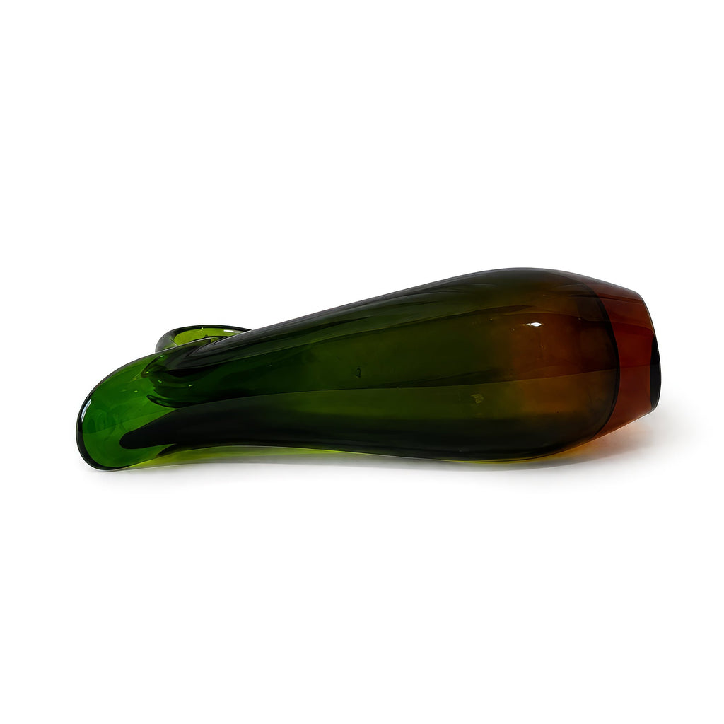 Murano Sommerso Glass Vases, Green &amp; Orange, Italy, 1970