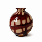 Mid-Century Murano Art Glass Vases, Red and White Filigree, 1960