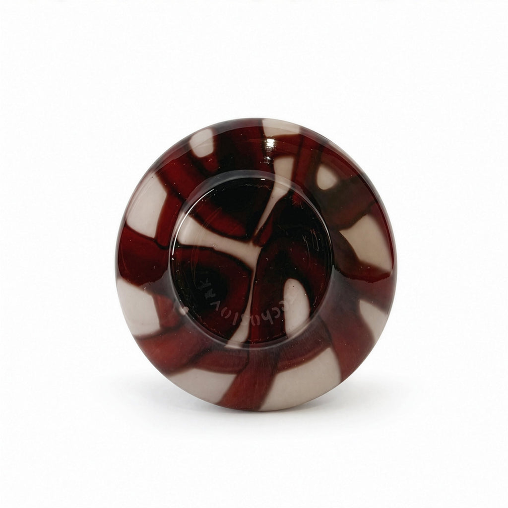 Mid-Century Murano Art Glass Vases, Red and White Filigree, 1960