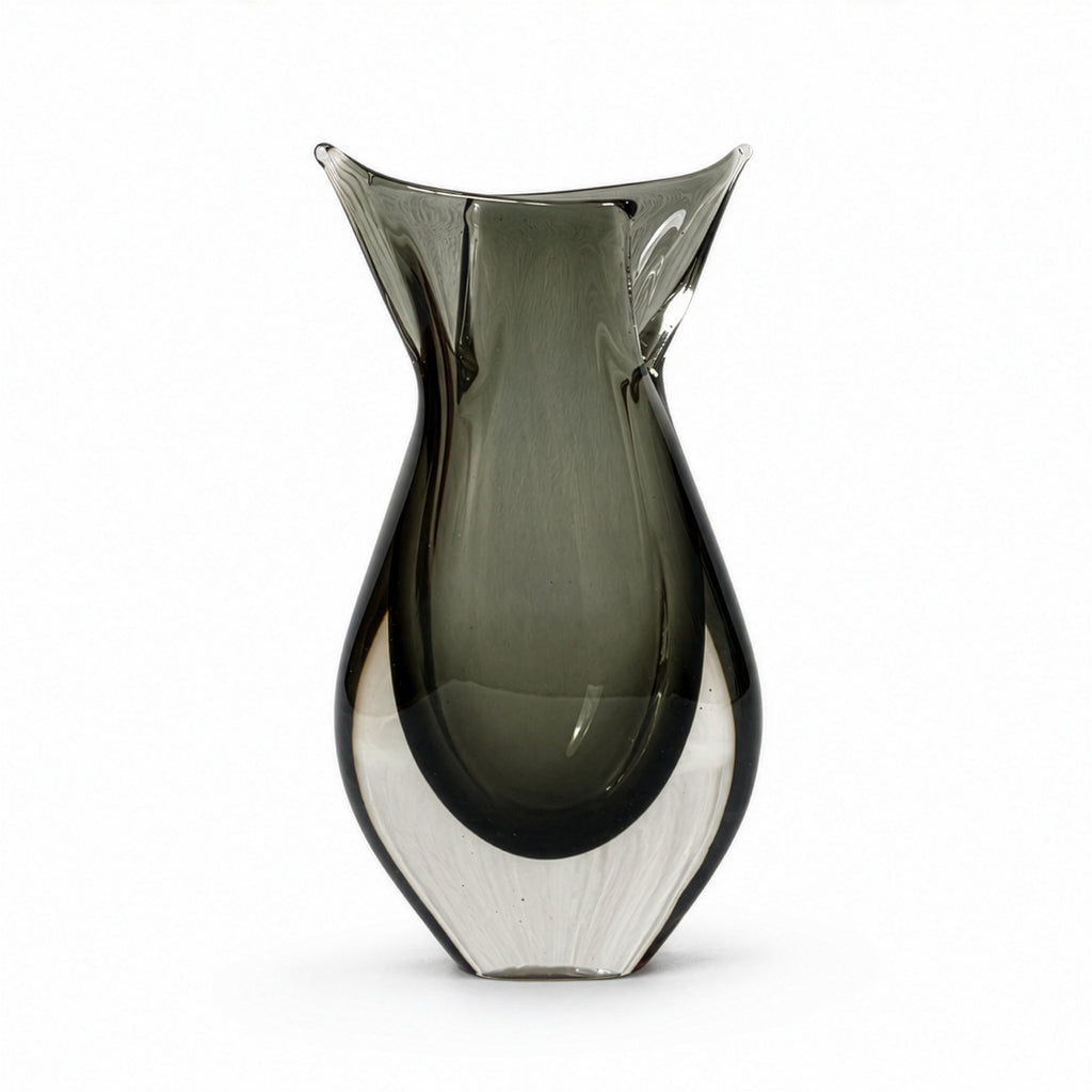Pair of Mid-Century Murano Sommerso Glass Bases in Fumé Gray