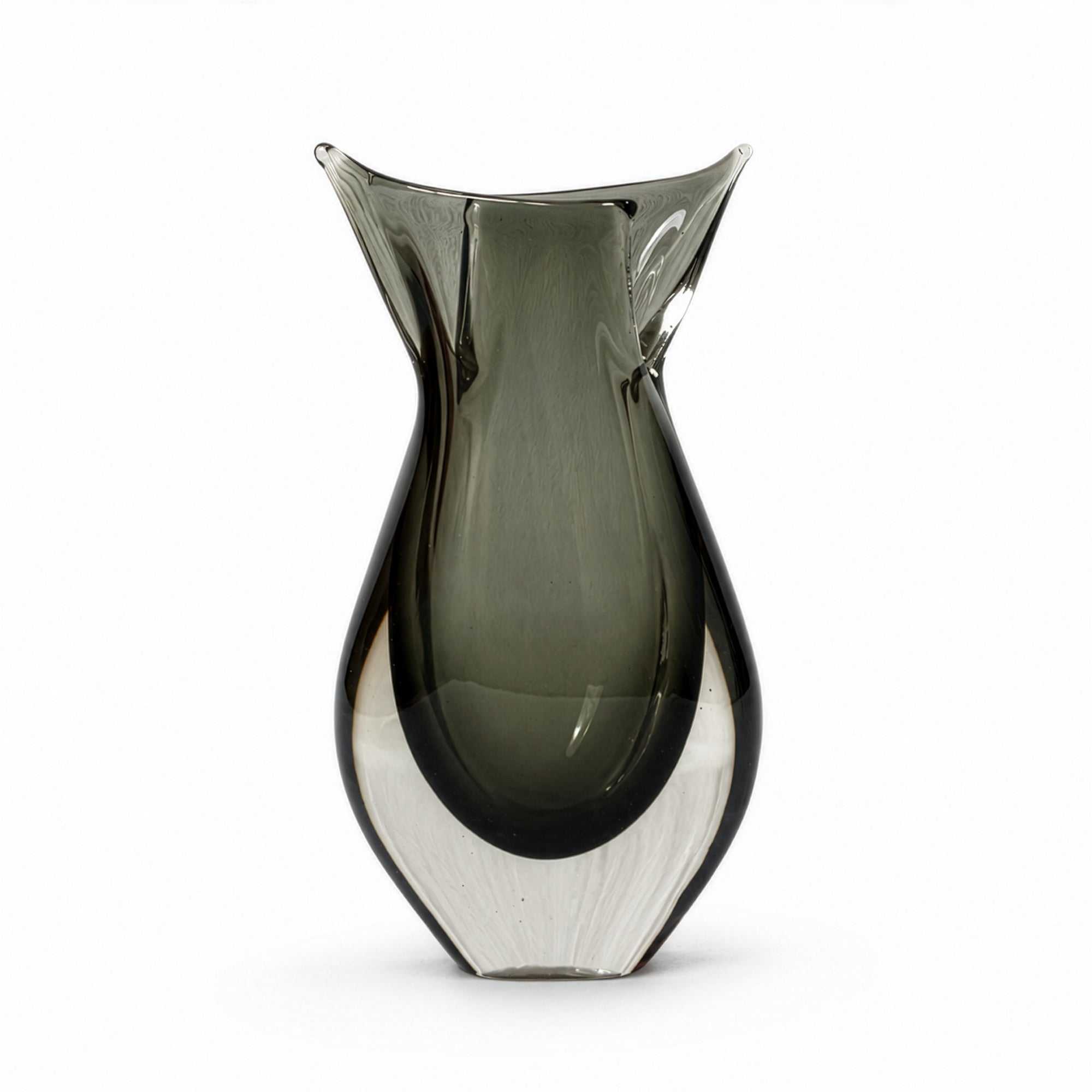 Pair of Mid-Century Murano Sommerso Glass Bases in Fumé Gray