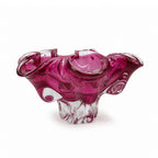 Czechoslovakian Art Glass Cat's Head Vase and Bowl Set, Pink, 1960s