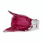 Czechoslovakian Art Glass Cat's Head Vase and Bowl Set, Pink, 1960s