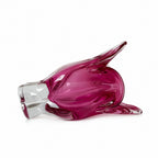 Czechoslovakian Art Glass Cat's Head Vase and Bowl Set, Pink, 1960s