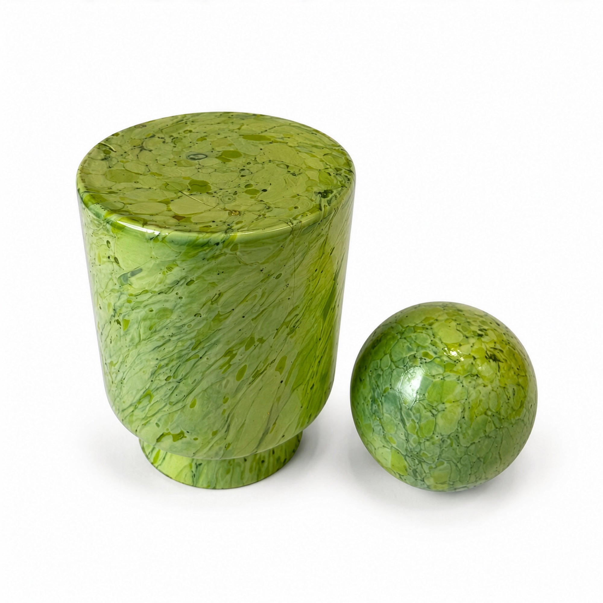 Mid-Century Modern Scandinavian Green Crackle Glass Lidded Vase