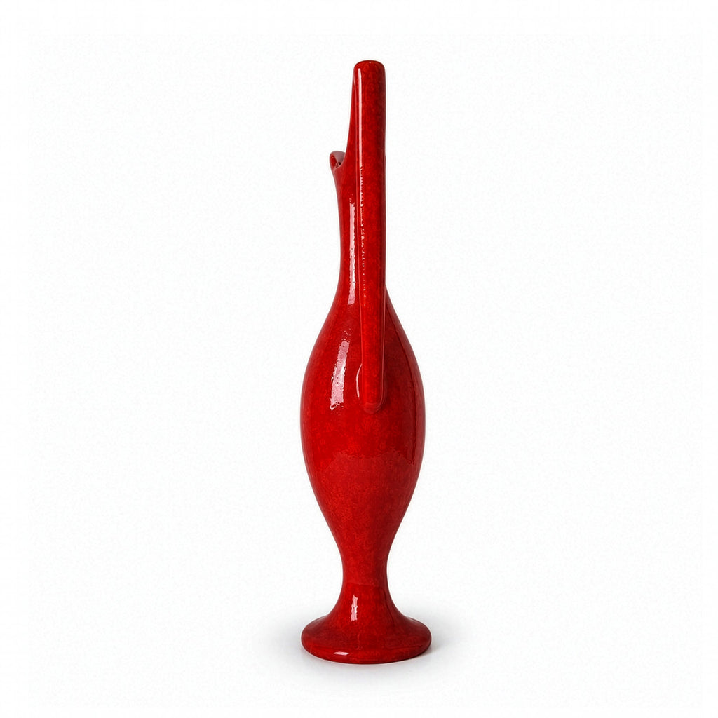 Sculptural German Ceramic Vase, Glossy Red Glaze, Mid-Century