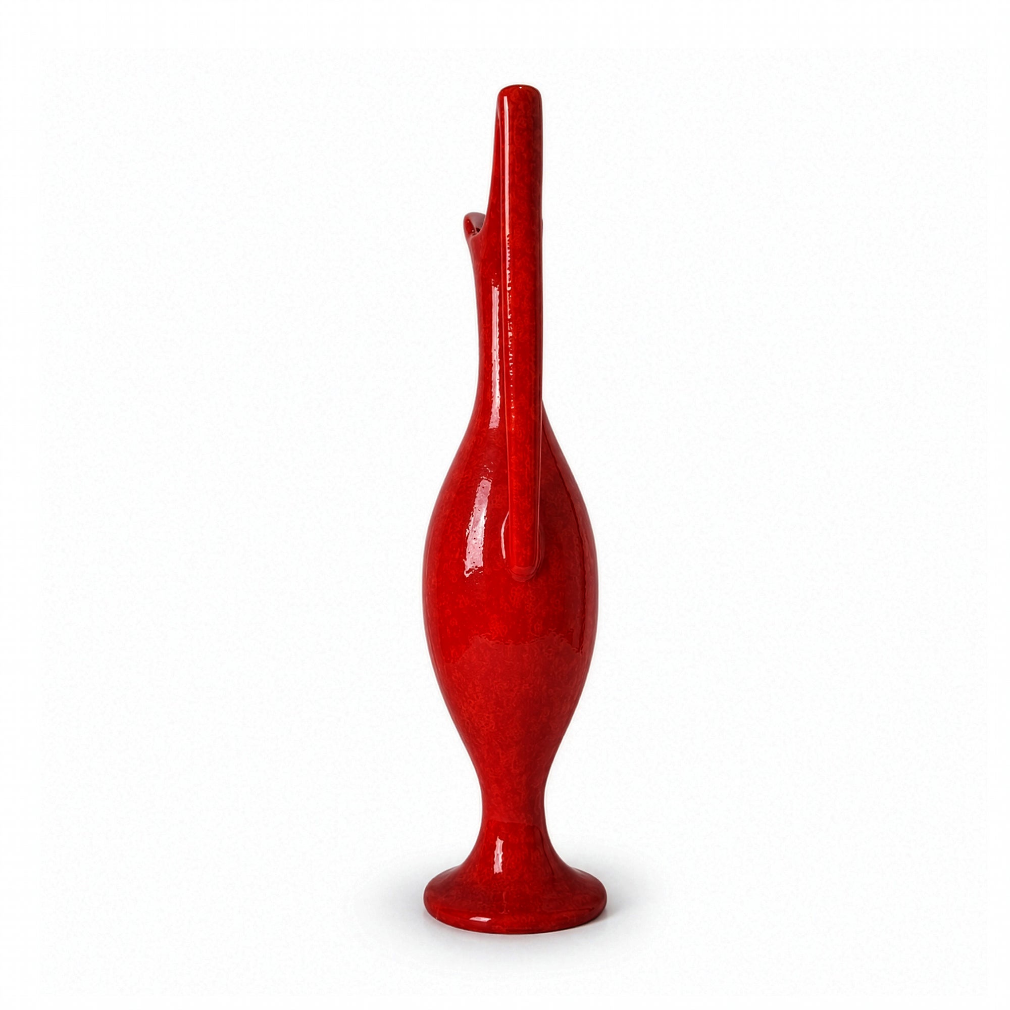 Sculptural German Ceramic Vase, Glossy Red Glaze, Mid-Century