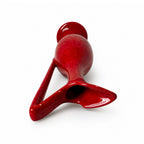 Sculptural German Ceramic Vase, Glossy Red Glaze, Mid-Century
