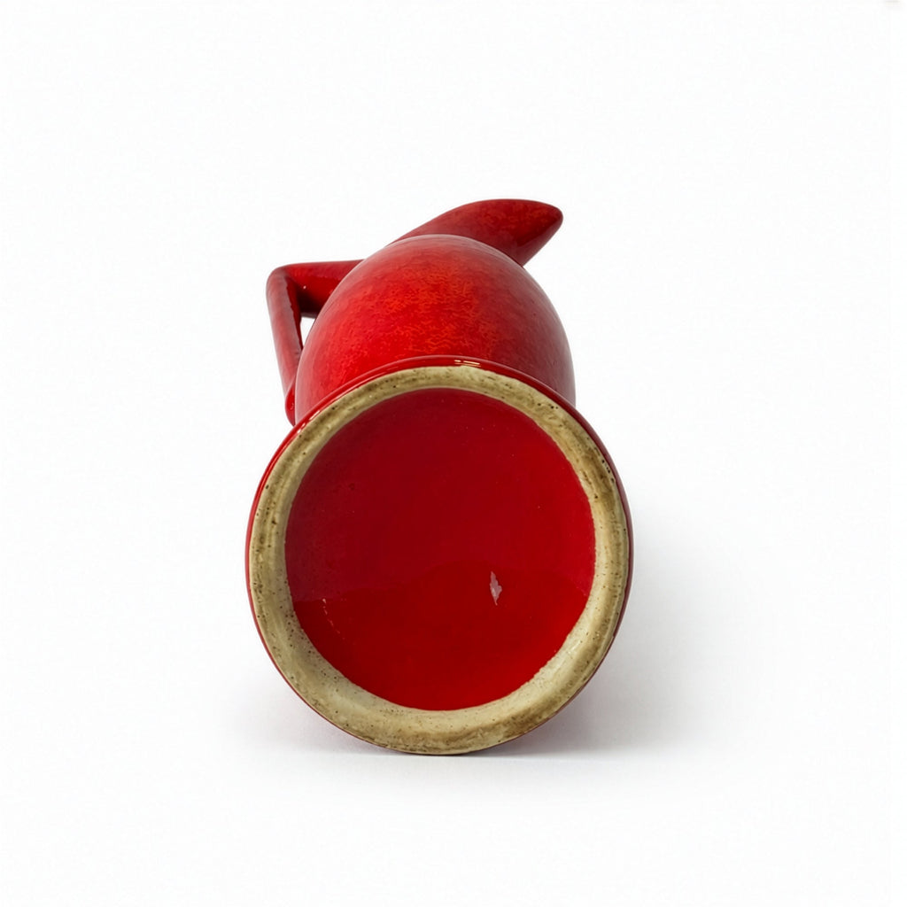 Sculptural German Ceramic Vase, Glossy Red Glaze, Mid-Century