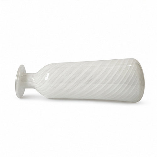 1970s Murano Glass Bottle with White Spiral Filigree, Vintage Italian