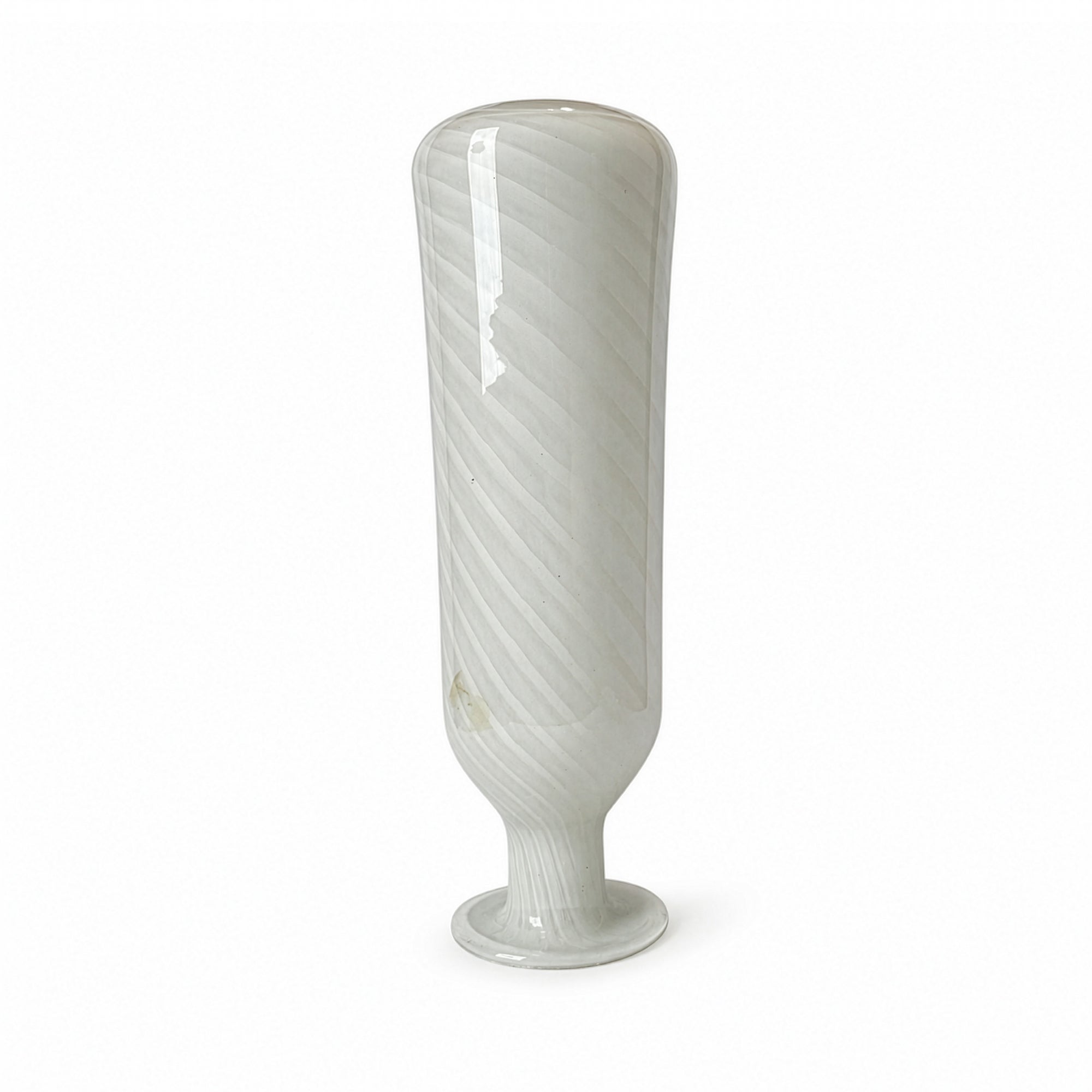 1970s Murano Glass Bottle with White Spiral Filigree, Vintage Italian