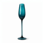 Set of Six Empoli Dark Turquoise Glass Vases, Italy, Mid-Century, 1960