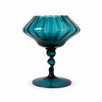 Set of Six Empoli Dark Turquoise Glass Vases, Italy, Mid-Century, 1960