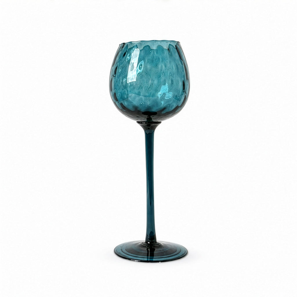 Set of Six Empoli Dark Turquoise Glass Vases, Italy, Mid-Century, 1960