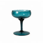 Set of Six Empoli Dark Turquoise Glass Vases, Italy, Mid-Century, 1960