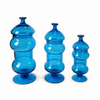 Set of Three Italian Blue Glass Apothecary Jars, Empoli Style, Late 20th Century