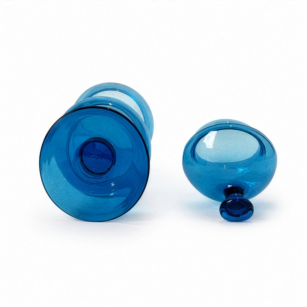 Set of Three Italian Blue Glass Apothecary Jars, Empoli Style, Late 20th Century