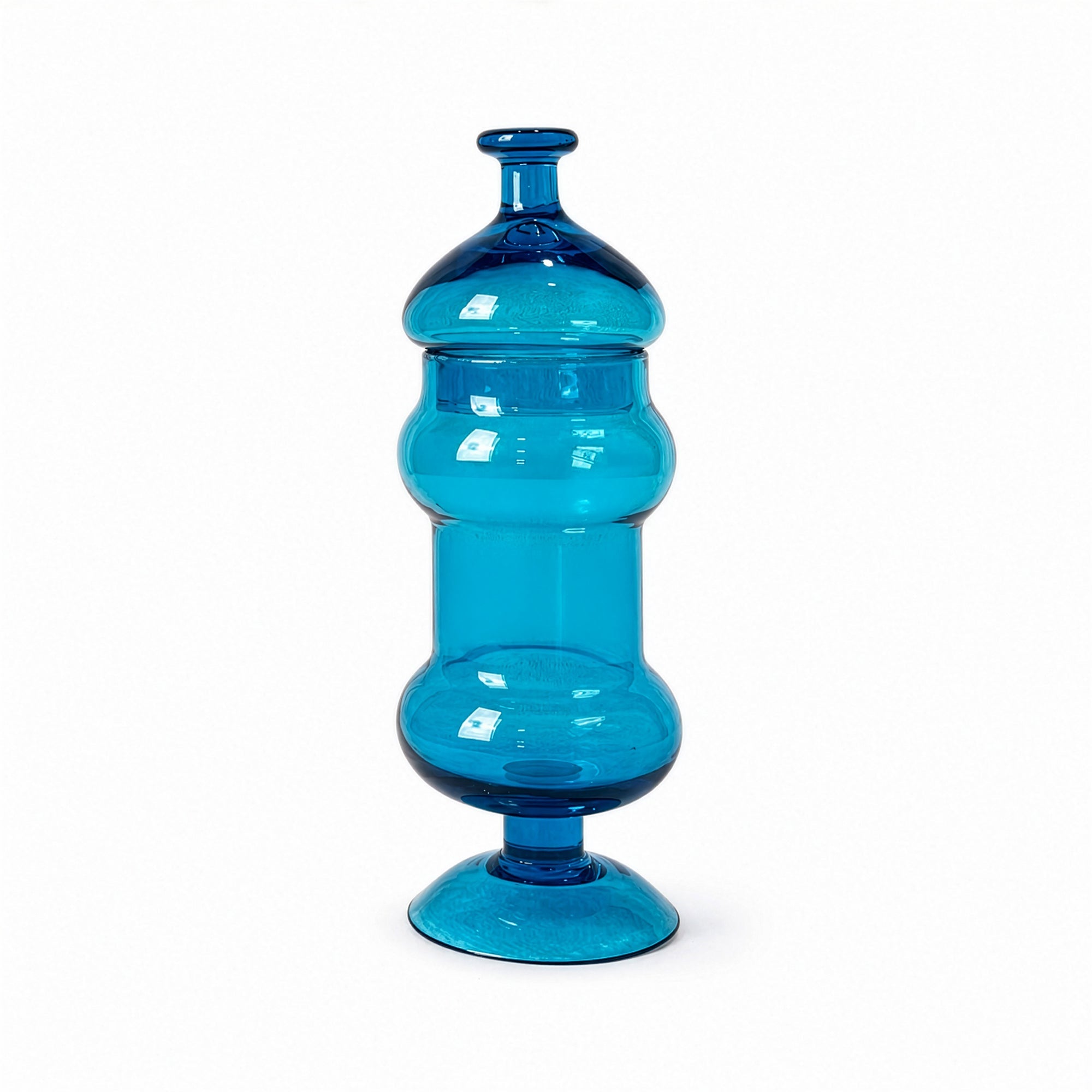 Set of Three Italian Blue Glass Apothecary Jars, Empoli Style, Late 20th Century