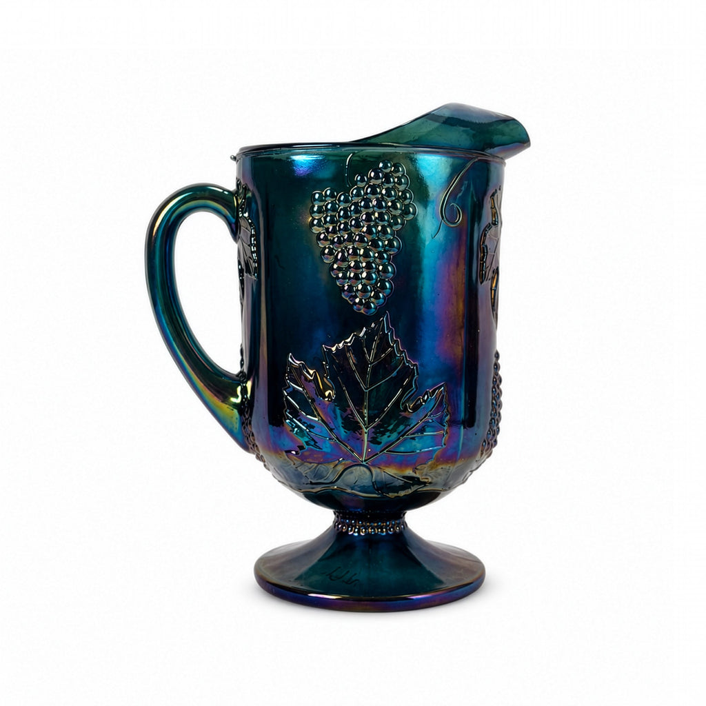 Vintage Iridescent Blue Glassware Set with Pitcher and Tumblers, 1970