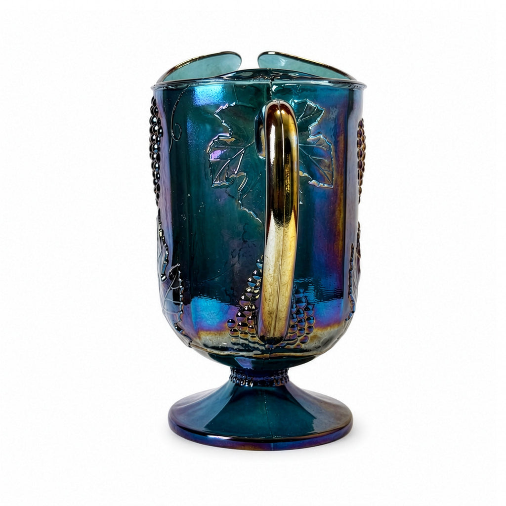 Vintage Iridescent Blue Glassware Set with Pitcher and Tumblers, 1970