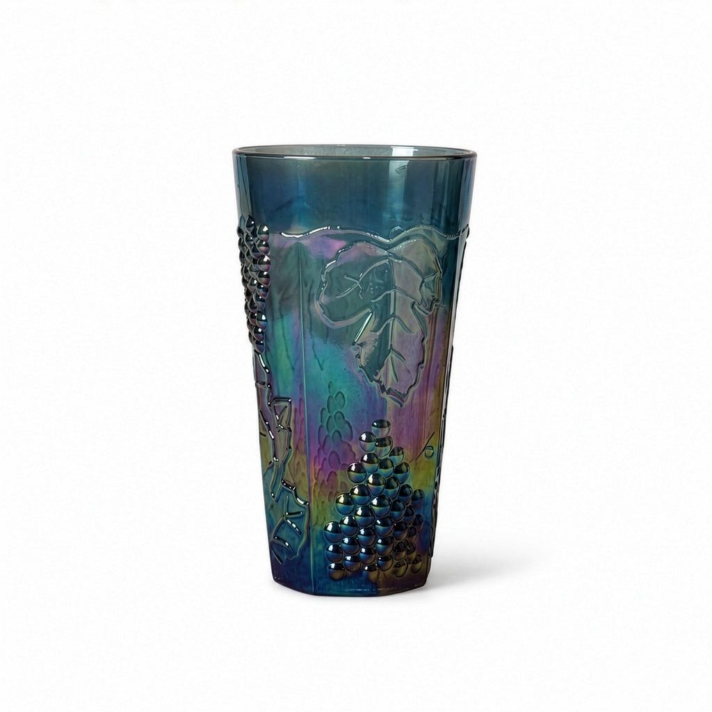 Vintage Iridescent Blue Glassware Set with Pitcher and Tumblers, 1970