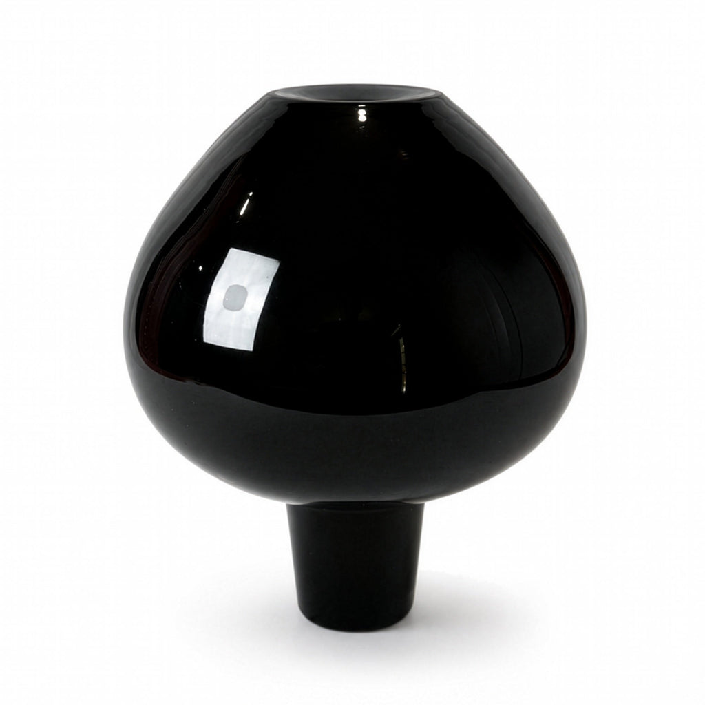 Vintage Set of Seven Black Glass Vessels, Mid-Century Modern, 1970s