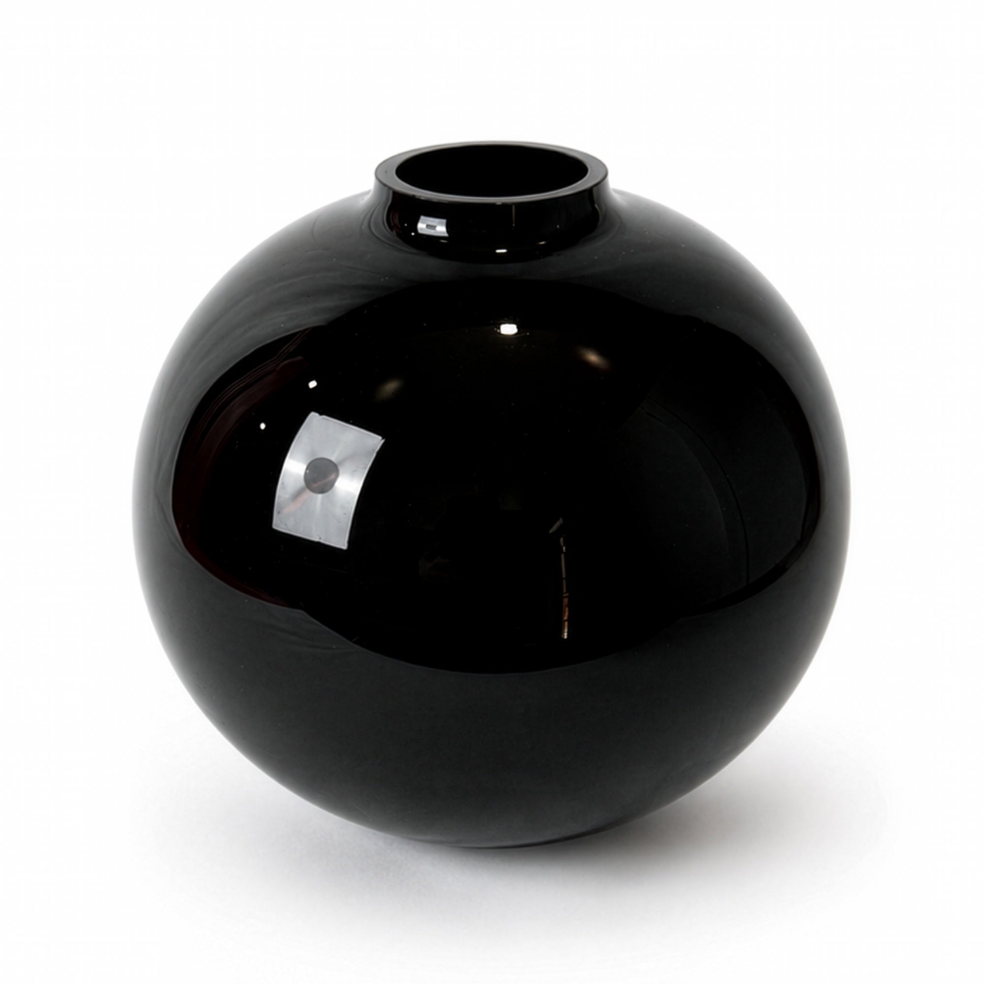 Vintage Set of Seven Black Glass Vessels, Mid-Century Modern, 1970s